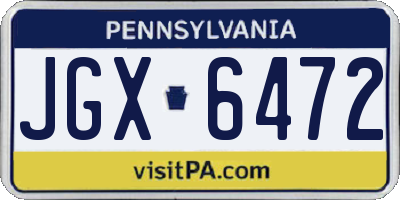 PA license plate JGX6472