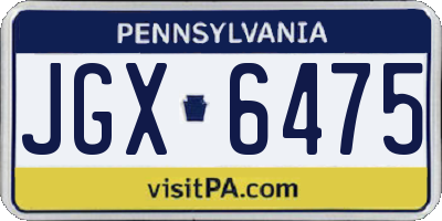 PA license plate JGX6475