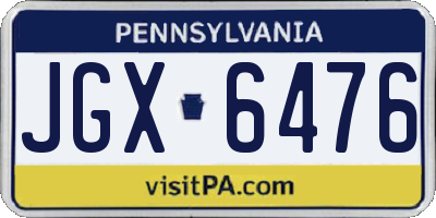 PA license plate JGX6476