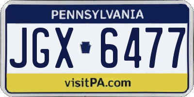 PA license plate JGX6477