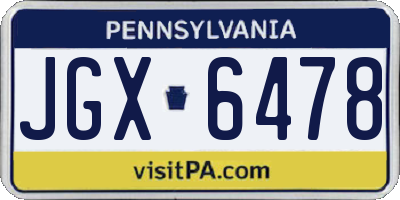 PA license plate JGX6478