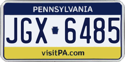PA license plate JGX6485