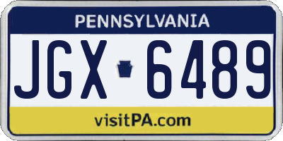 PA license plate JGX6489
