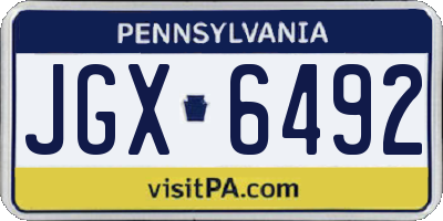 PA license plate JGX6492