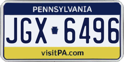 PA license plate JGX6496