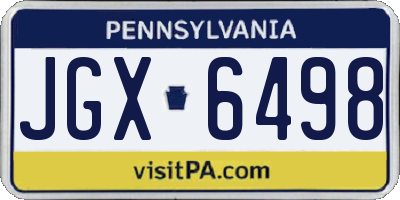 PA license plate JGX6498