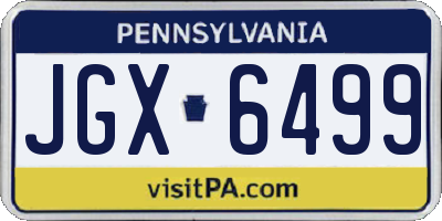 PA license plate JGX6499