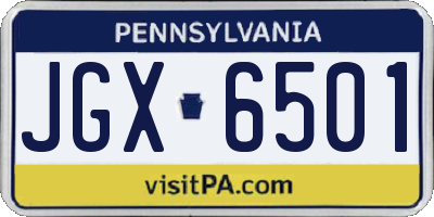 PA license plate JGX6501