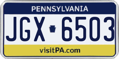 PA license plate JGX6503