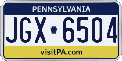 PA license plate JGX6504