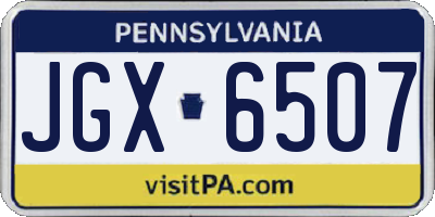 PA license plate JGX6507