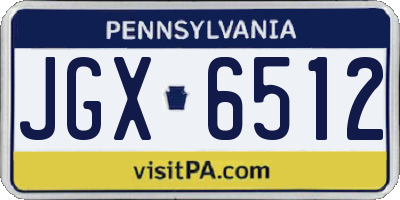PA license plate JGX6512