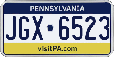 PA license plate JGX6523