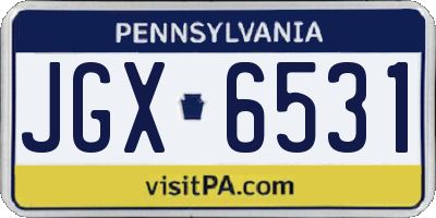 PA license plate JGX6531