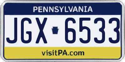 PA license plate JGX6533
