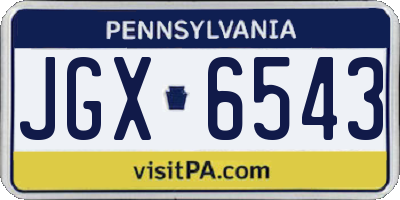 PA license plate JGX6543