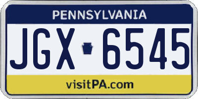 PA license plate JGX6545