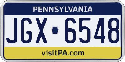 PA license plate JGX6548