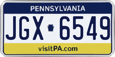 PA license plate JGX6549