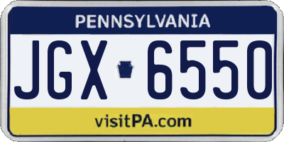 PA license plate JGX6550