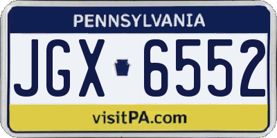 PA license plate JGX6552