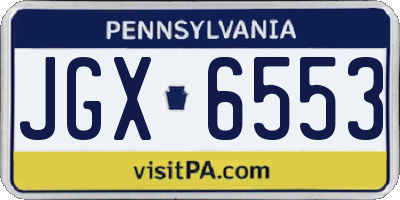 PA license plate JGX6553