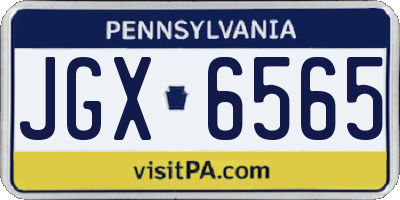 PA license plate JGX6565