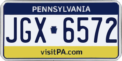 PA license plate JGX6572