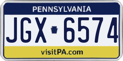 PA license plate JGX6574