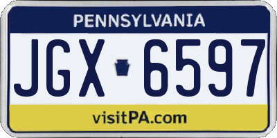 PA license plate JGX6597