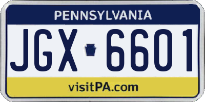 PA license plate JGX6601