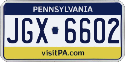 PA license plate JGX6602
