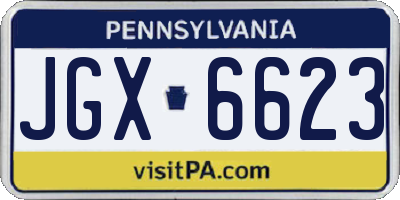 PA license plate JGX6623