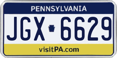 PA license plate JGX6629