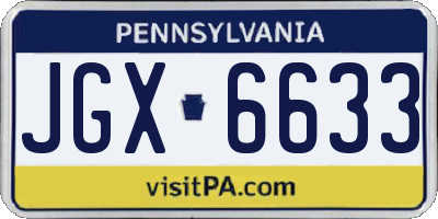 PA license plate JGX6633