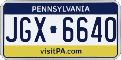PA license plate JGX6640