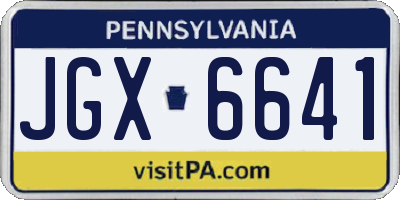 PA license plate JGX6641