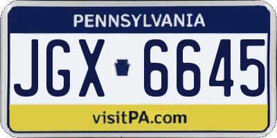 PA license plate JGX6645