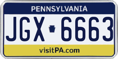PA license plate JGX6663