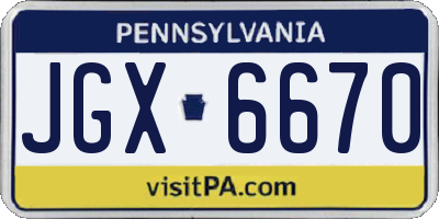 PA license plate JGX6670