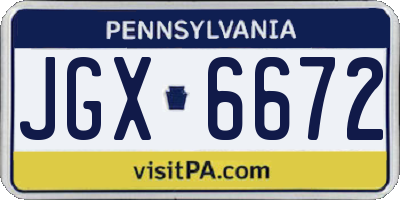 PA license plate JGX6672