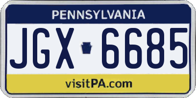 PA license plate JGX6685