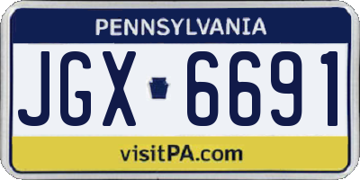 PA license plate JGX6691