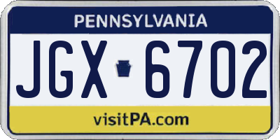 PA license plate JGX6702