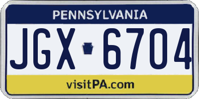 PA license plate JGX6704
