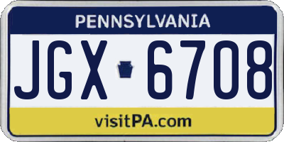 PA license plate JGX6708