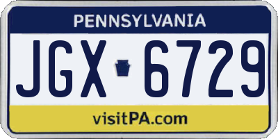 PA license plate JGX6729