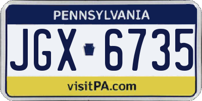 PA license plate JGX6735