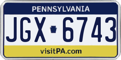 PA license plate JGX6743