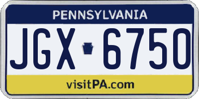 PA license plate JGX6750